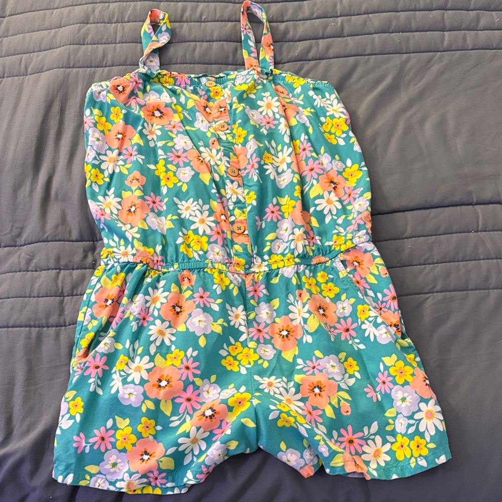 Cat & Jack Floral Romper - Blue and Pink